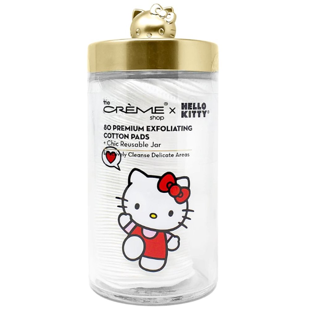 *BRAND NEW* Hello Kitty Reusable Glass Jar with Exfoliating Cotton Pads
